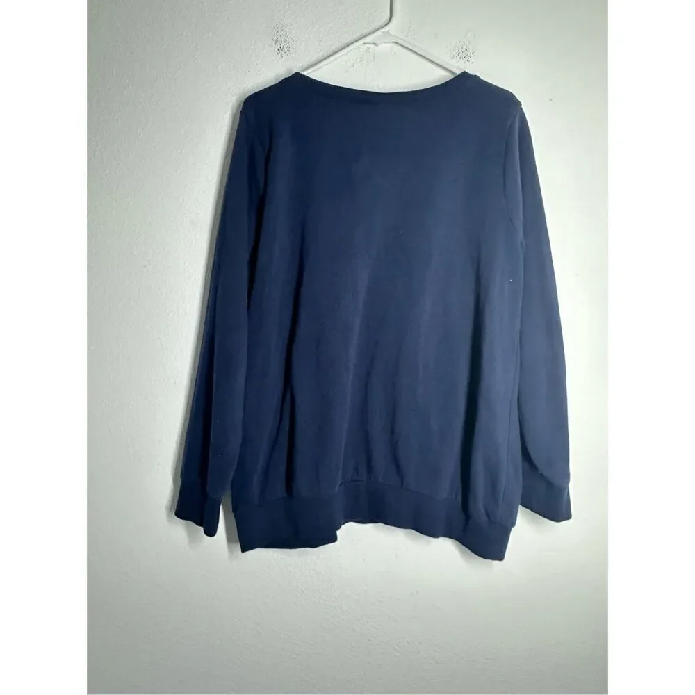 Torrid Bohemian Navy Blue Embroidered Floral Sweater Sweatshirt Size 1X - Picture 3 of 10